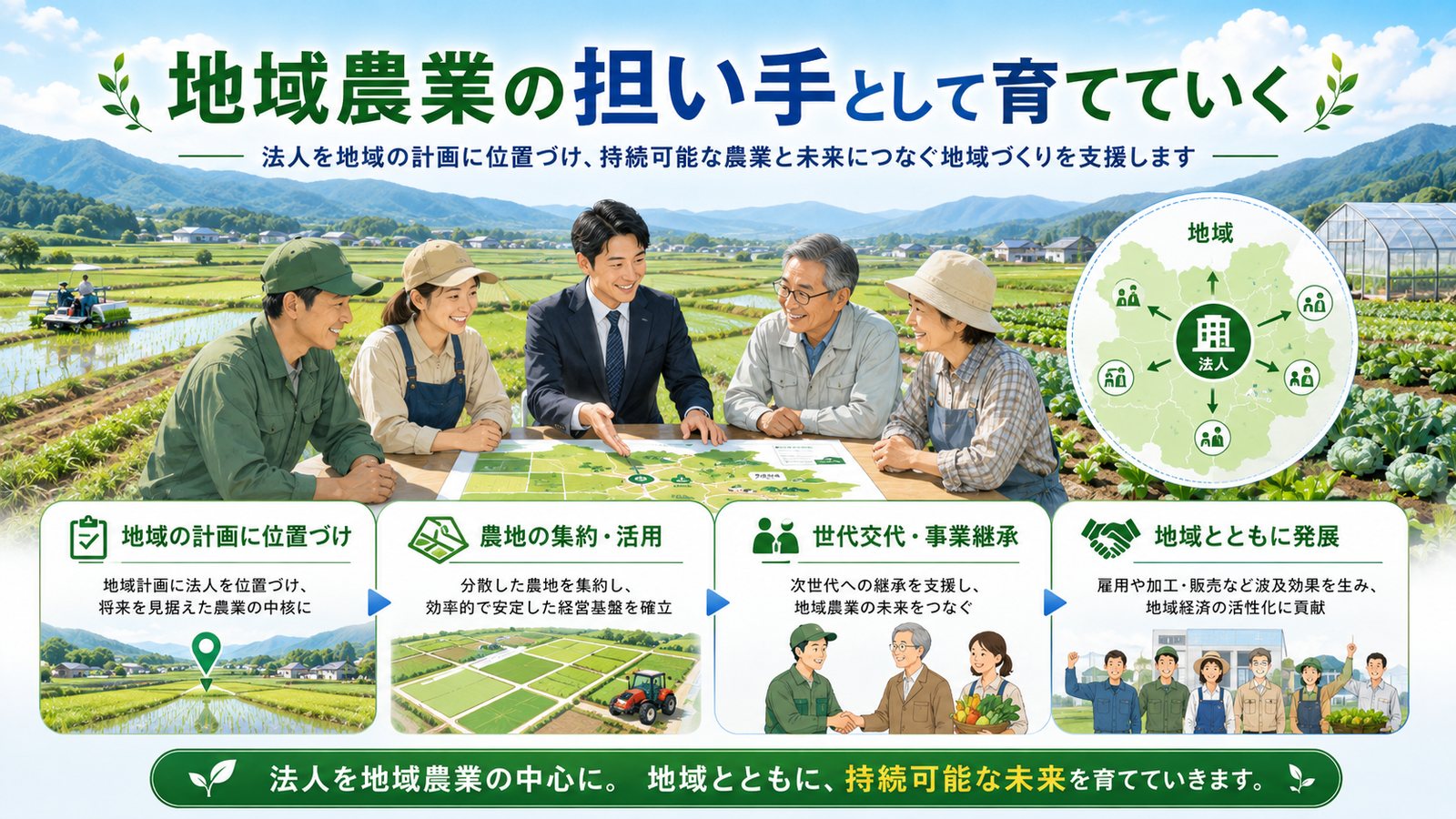 地域農業の担い手として育てていく - 法人を地域の計画に位置づけ、持続可能な農業と未来につなぐ