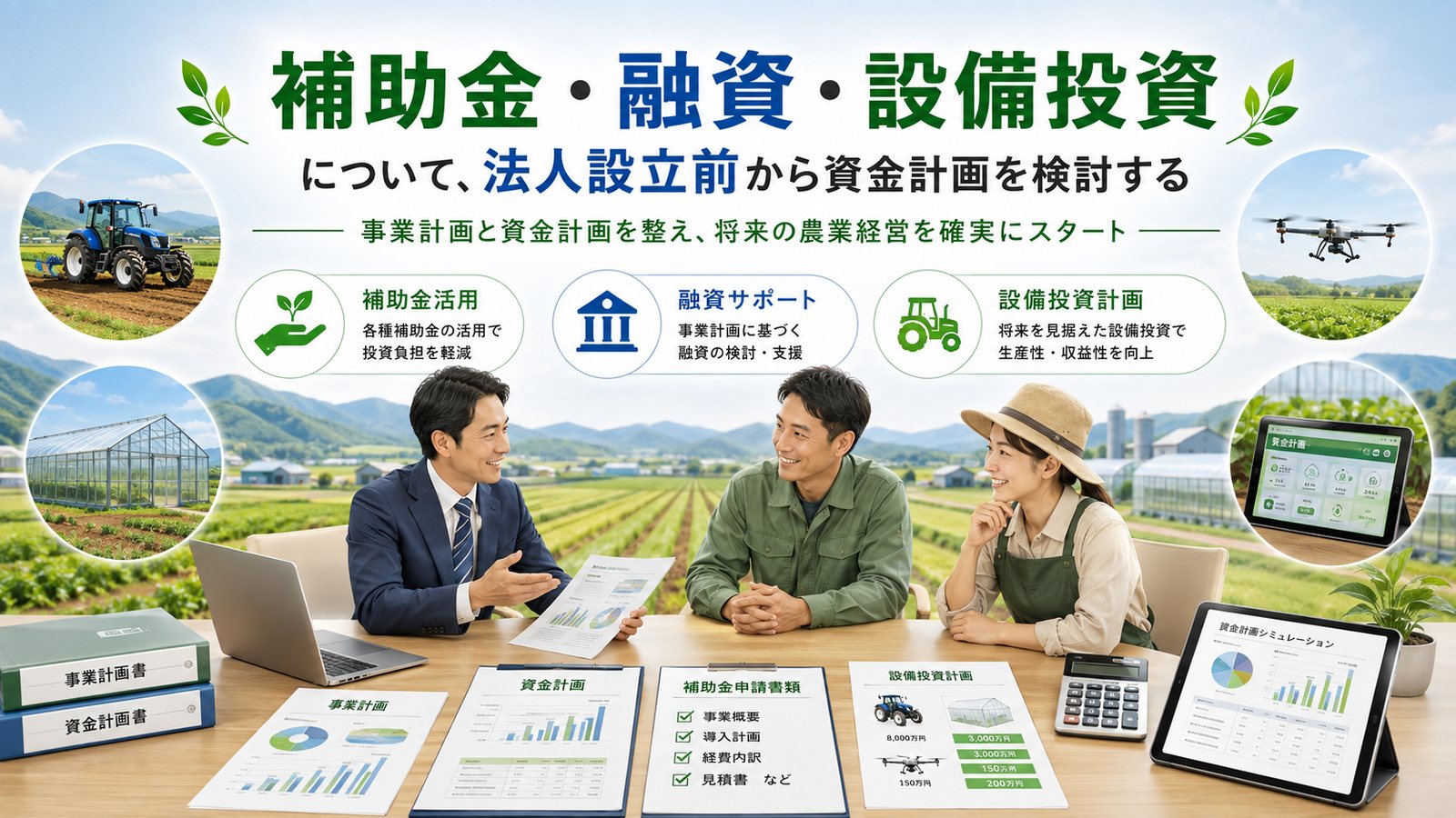 補助金・融資・設備投資について、法人設立前から資金計画を検討する